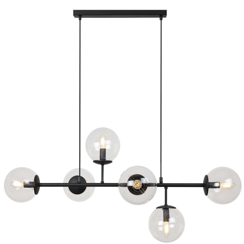 Lampa sufitowa wisząca Light Home LH Siena 6x E14 40W czarny klosz transparentny 1szt.