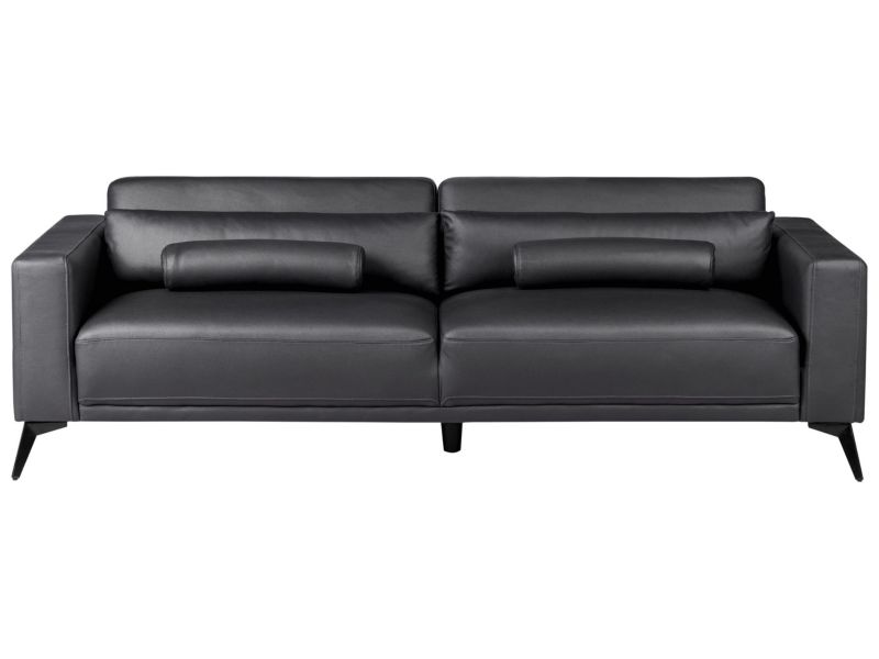 Sofa 3-osobowa ekoskóra czarna Ange 1 szt.