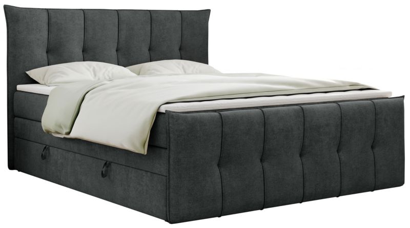 Łóżko kontynentalne MKS Meble PREMIUM 11 KING 140x200 H4 Ciemnoszary struktura 1szt.
