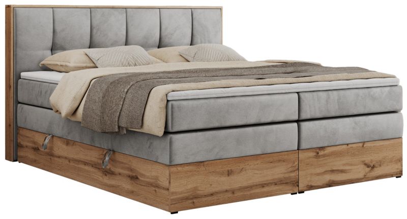 Łóżko kontynentalne MKS Meble ALBERO 1 KING 180x200 H4 Jasnoszary welvet 1szt.