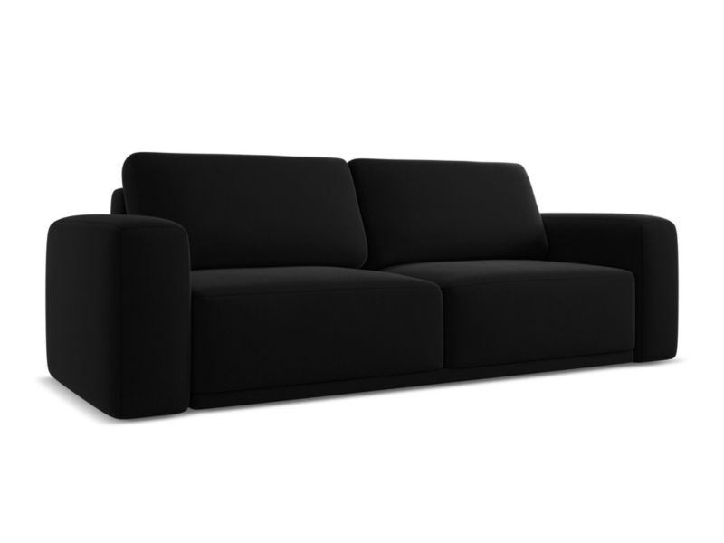 Kanapa 3-osobowa z funkcją spania Makamii Kaila z weluru 242x100 cm czarny 1 szt.