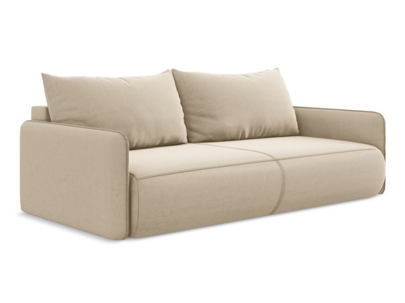 Kanapa 3-osobowa z funkcją spania Makamii Nanea z weluru 216x105 cm jasny beż 1 szt.