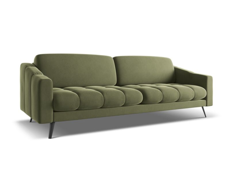 Kanapa 4-osobowa Makamii Nalu z weluru 238x95 cm oliwkowy 1 szt.