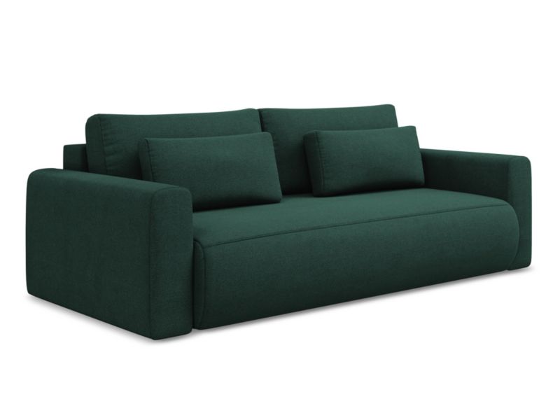 Kanapa 3-osobowa z funkcją spania Makamii Kapua z tkaniny strukturalnej 238x105 cm butelkowa zieleń 1 szt.