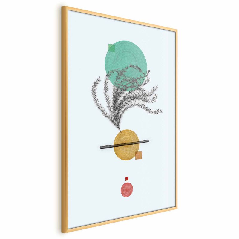 Plakat Artgeist Roślinna kompozycja 40x60 cm z ramą złotą 1 szt