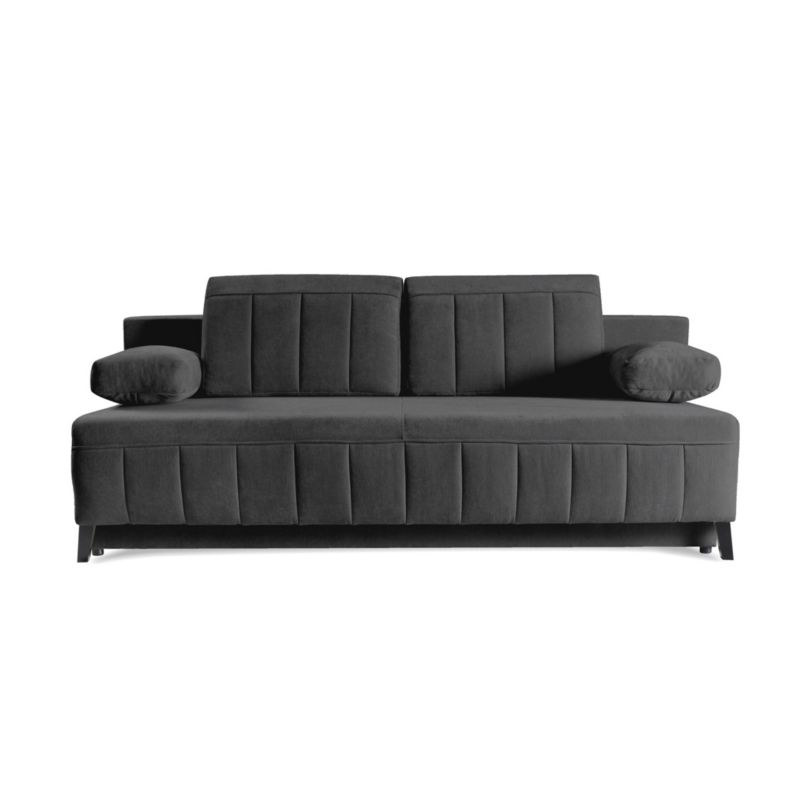 Sofa z przeszyciami Bettso Aruna z wygodnymi poduszkami do salonu czarny 1szt.