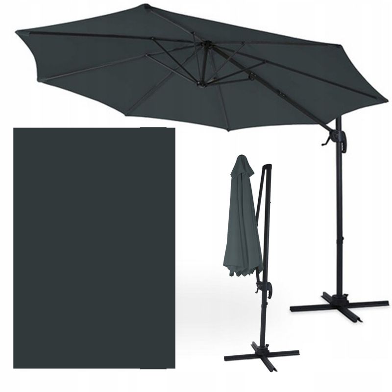 Parasol Ogrodowy Focus Garden Składany z Masztem Bocznym Havana Dark Grey 3m 1 Szt