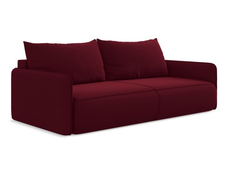 Kanapa 3-osobowa z funkcją spania Makamii Nanea z weluru 216x105 cm burgundowy 1 szt.