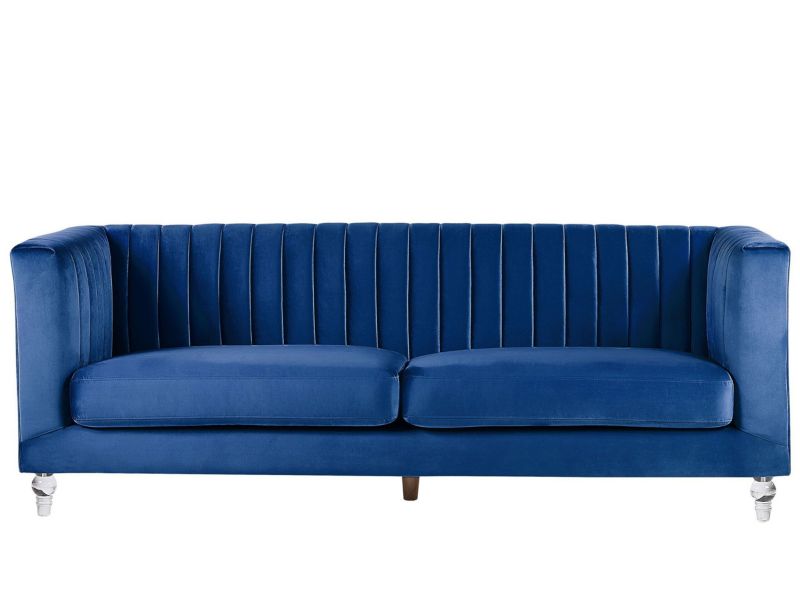 Sofa 3-osobowa welurowa niebieska Arvika 1 szt.