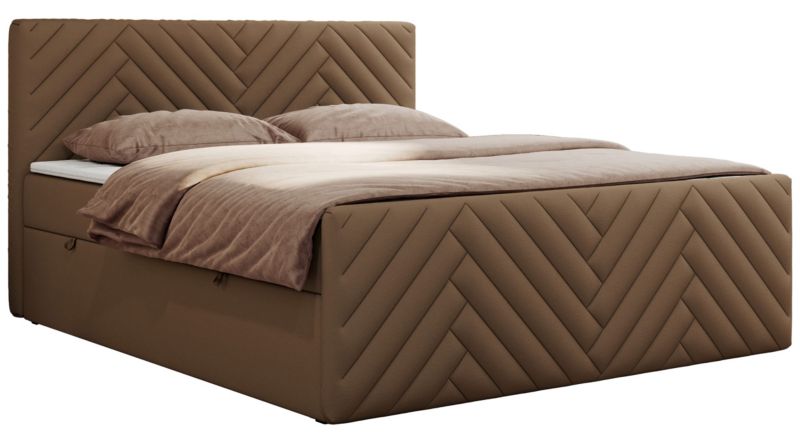 Łóżko kontynentalne MKS Meble PARIS DUO 140x200 H3 Brązowy ecoskóra 1szt.