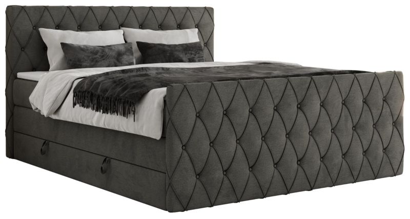 Łóżko kontynentalne MKS Meble MIREN KING DUO 180x200 H3 Ciemnoszary welvet 1szt.