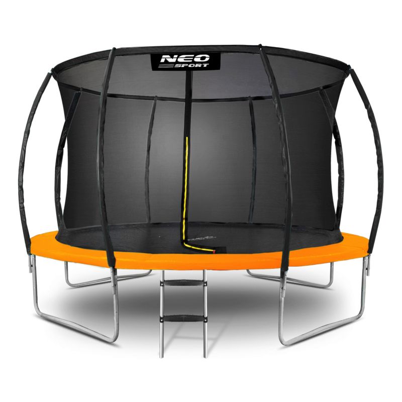 Trampolina ogrodowa Neo-Sport 374cm 12ft + drabinka + siatka wewnetrzna pomarańczowa 1szt.