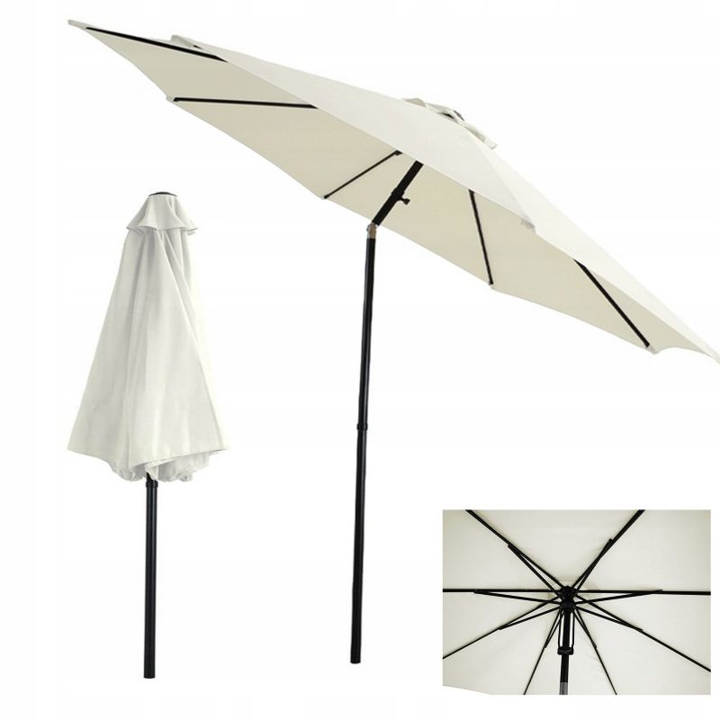 Parasol Ogrodowy Focus Garden Łamany Składany Samos z Masztem Beż 3m 300cm Wzmacniany 1 Szt
