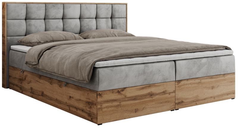 Łóżko kontynentalne MKS Meble ALBERO 1 200x200 H4 Jasnoszary welvet 1szt.
