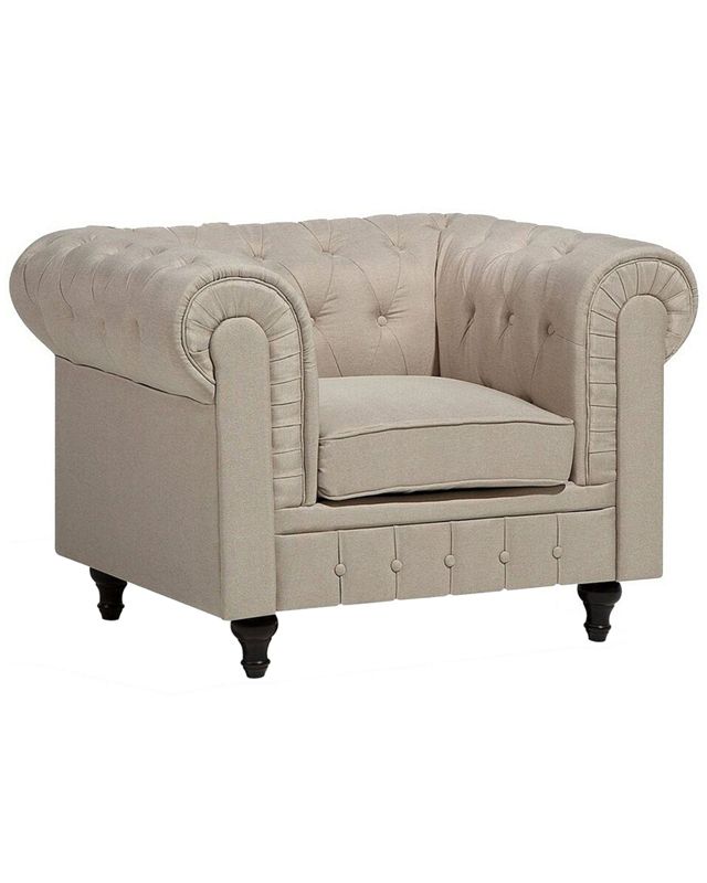 Fotel Chesterfield Beżowy 1 szt.