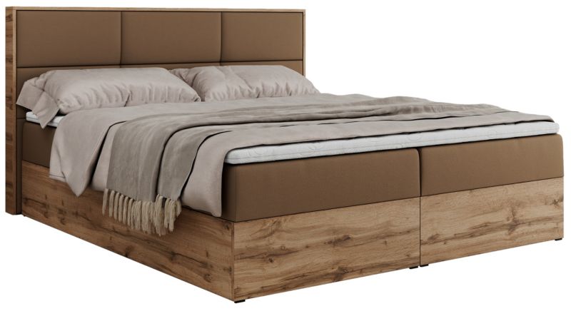 Łóżko kontynentalne MKS Meble ALBERO 2 140x200 H3 Brązowy ecoskóra 1szt.