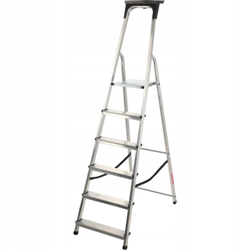 Drabina KADAX Aluminiowa 6 Stopniowa Składana Domowa mocna Półka +Hak 125kg 1szt.