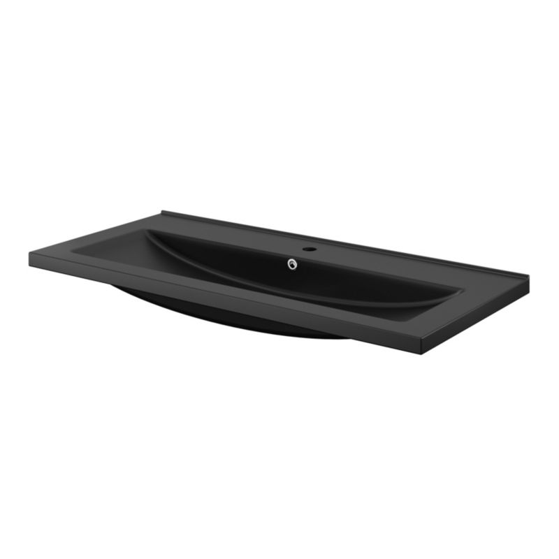 Umywalka ceramiczna GoodHome Nira 100 cm czarna