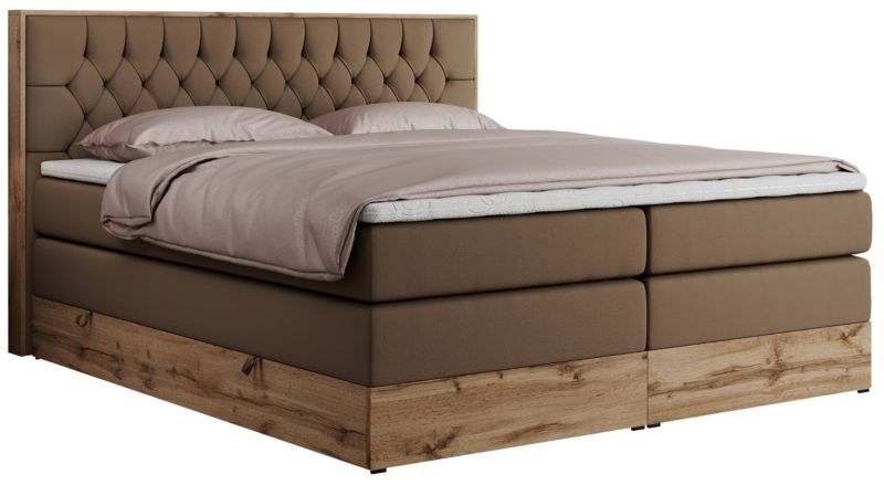 Łóżko kontynentalne MKS Meble AMORE KING 160x200 H3 brązowy ekoskóra 1szt.