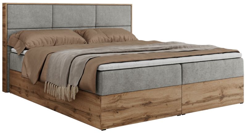 Łóżko kontynentalne MKS Meble ALBERO 2 200x200 H3 Jasnoszary struktura 1szt.