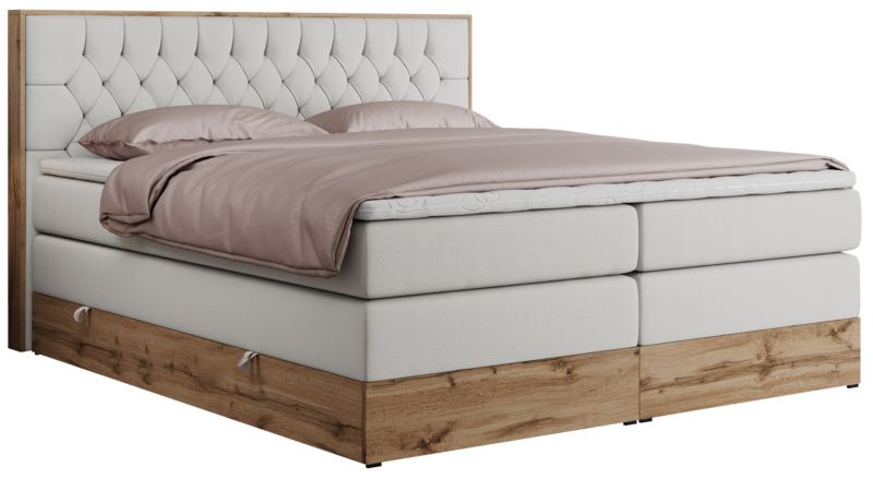 Łóżko kontynentalne MKS Meble AMORE KING 200x200 H4 biały ekoskóra 1szt.
