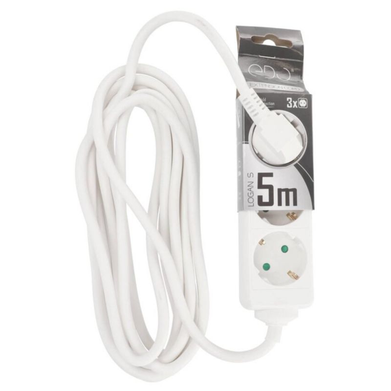 Przedłużacz domowy przenośny Edo Logan S White 3 - krotny Schuko 5m EDO777567 1 szt.