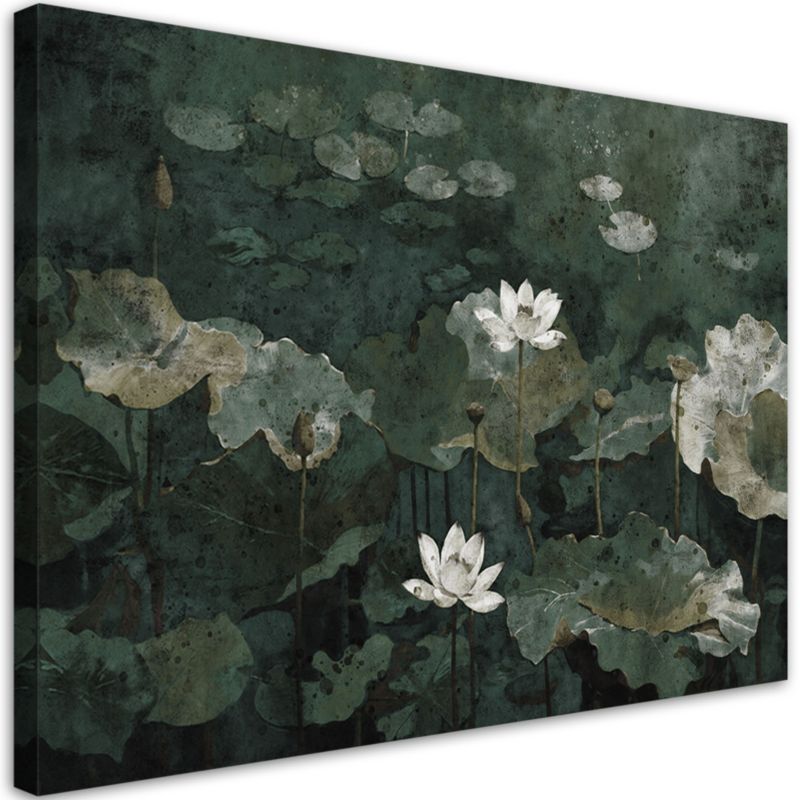 Obraz do salonu sypialni Feeby Lilie Wodne Vintage 100x70 cm 1szt