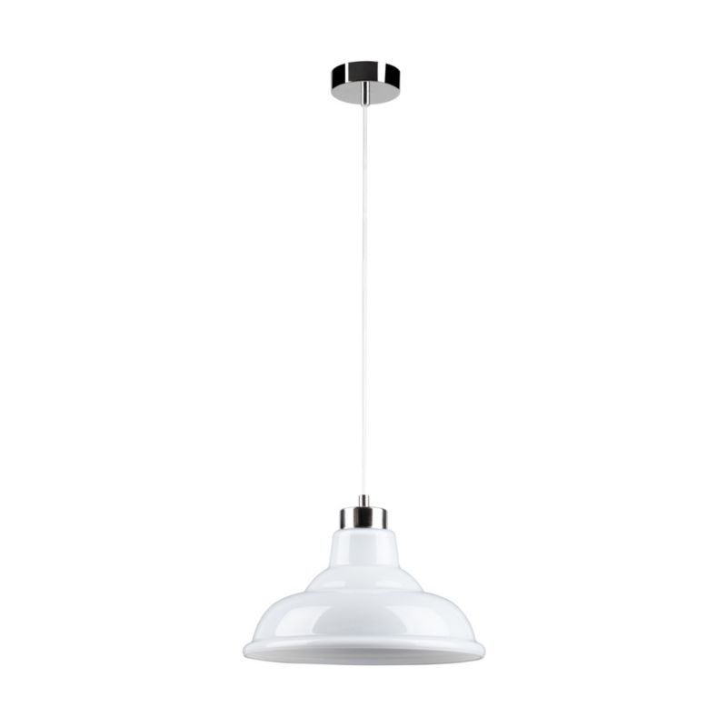 Metalowa Lampa Wisząca SPOT Light 1xE27 Max.60W Chrom, Biały Klosz, Polski Producent, 1szt.