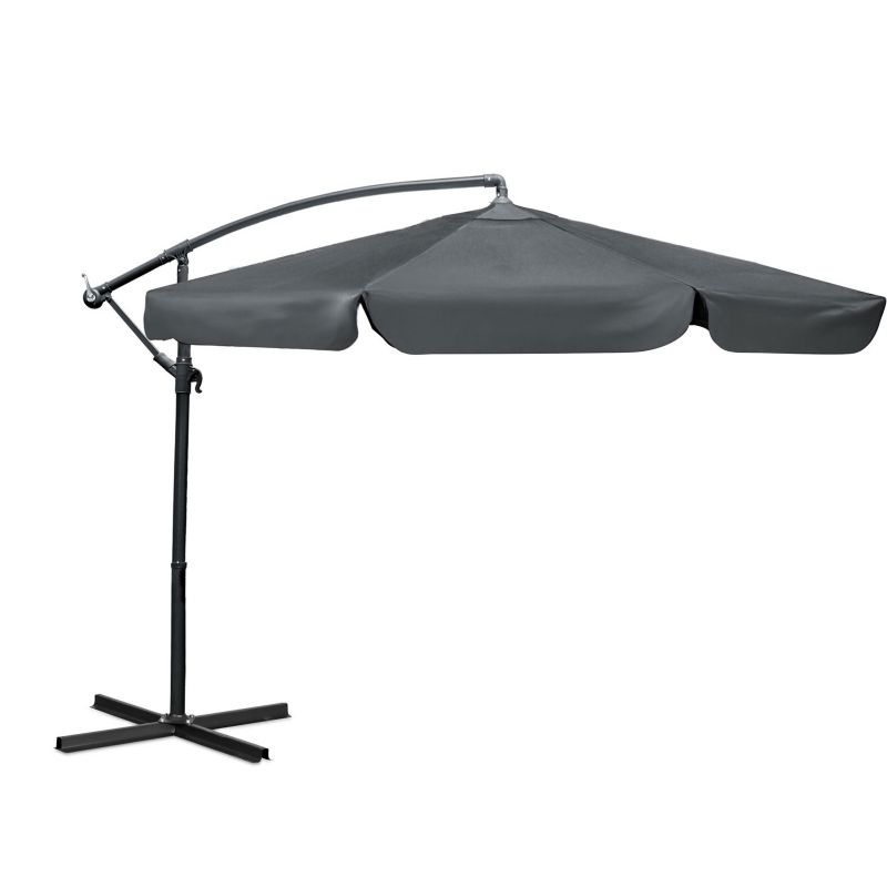 Parasol ogrodowy Plonos składany z wysięgnikiem 350cm 8 segmentów + pokrowiec szary 1szt.