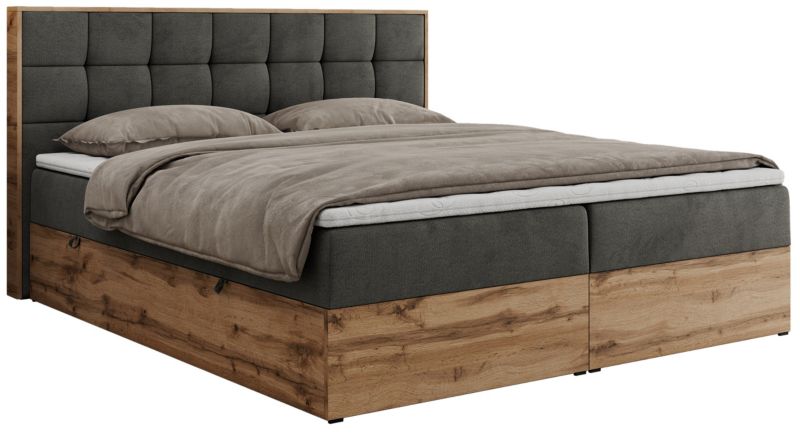 Łóżko kontynentalne MKS Meble ALBERO 1 140x200 H3 Ciemnoszary welvet 1szt.
