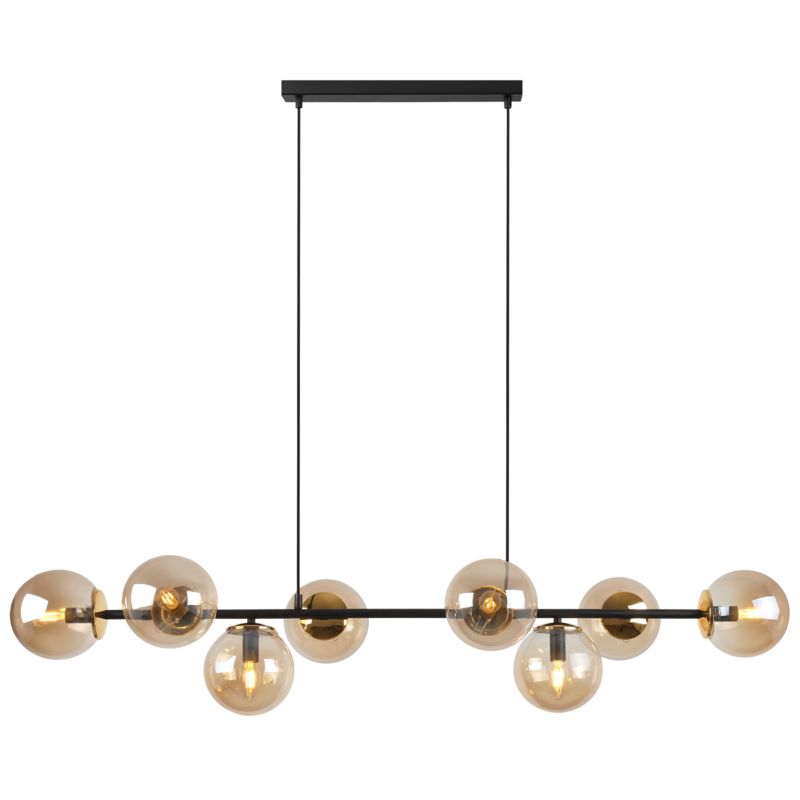 Lampa sufitowa wisząca Light Home LH Siena 8x E14 40W czarny/złoty klosz miodowy 1szt.