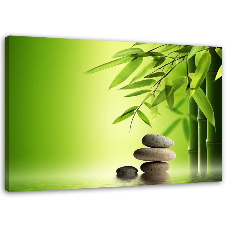Obraz do salonu sypialni Feeby Kamienie Bambus Zen Zielony 60x40cm 1szt