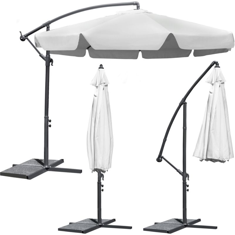 Parasol Ogrodowy Plonos duży składany z wysięgnikiem 8 segmentów 350cm szary 1szt.