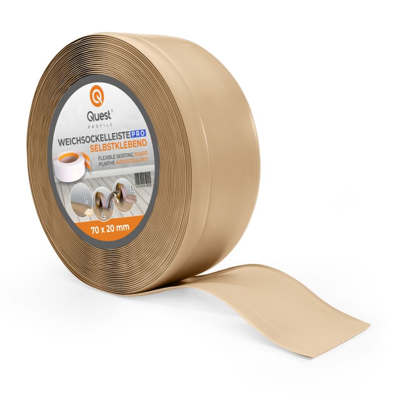 Listwa przypodłogowa PCV 70x20mm, QUEST, elastyczna, miękka listwa podłogowa, cokołowa, piaskowy, 20m
