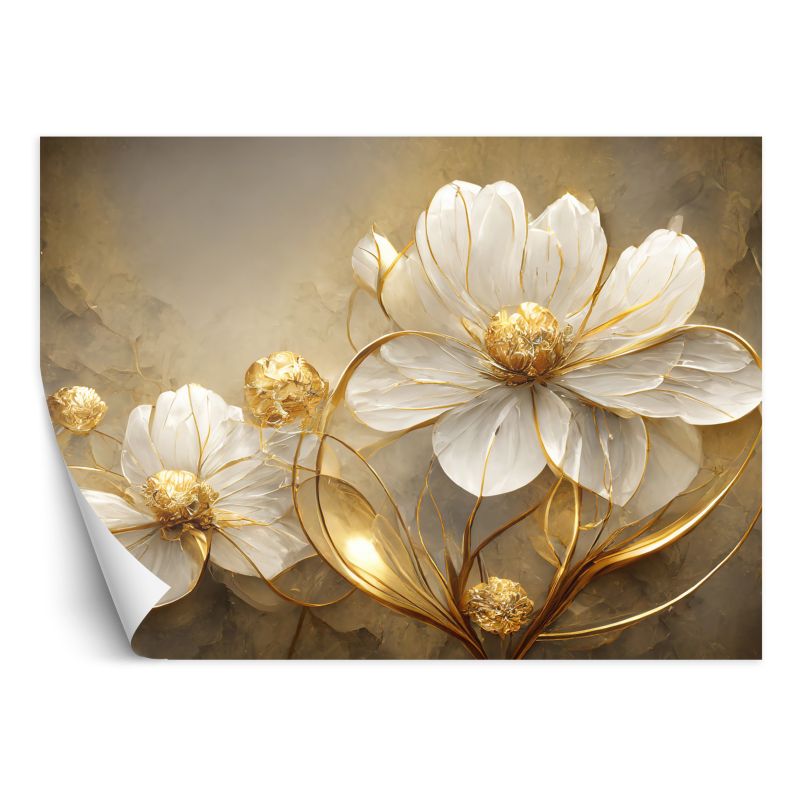 Fototapeta Feeby Złote kwiaty Abstrakcja Glamour 200x140 1 szt