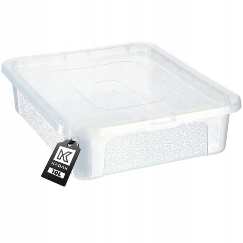 Pojemnik KADAX Plastikowy 10L Z Pokrywą Zamykany Pudełko Organizer Przezroczysty 1 szt.
