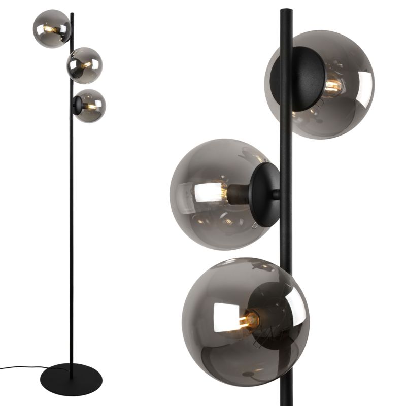 Lampa podłogowa stojąca Light Home LH Siena 3x E27 60W czarny klosz grafitowy 1szt.