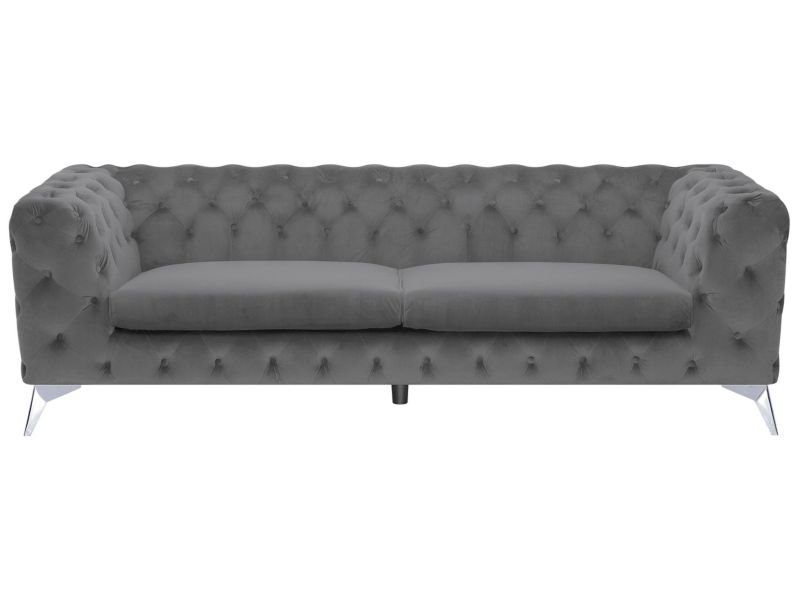 Sofa 3-osobowa welurowa szara Sotra 1 szt.