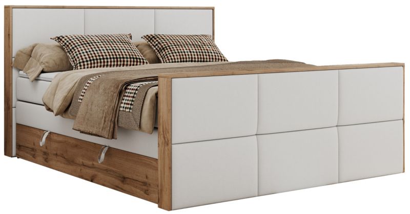 Łóżko kontynentalne MKS Meble ALBERO 2 KING DUO 140x200 H3 Biały ecoskóra 1szt.