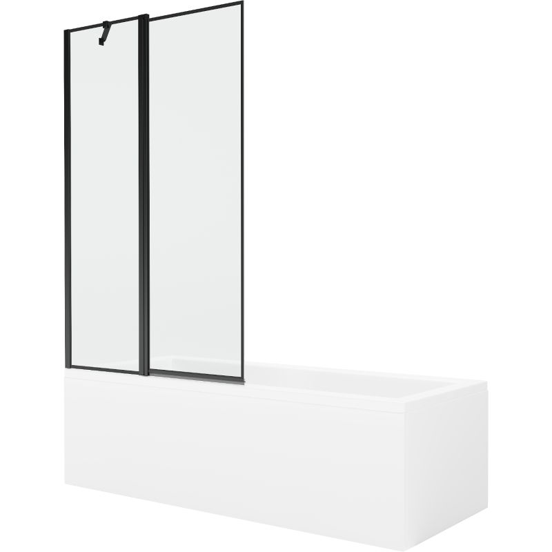Wanna prostokątna Mexen Cubik 150 x 70 cm z obudową i parawanem 1-skrzydłowym 100 cm czarny wzór 550315070X9410117070 1 szt.