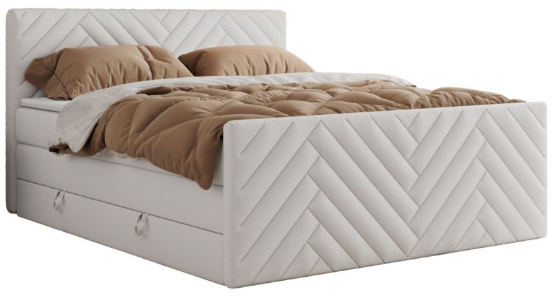 Łóżko kontynentalne MKS Meble PARIS KING DUO 140x200 H3 Biały ecoskóra 1szt.