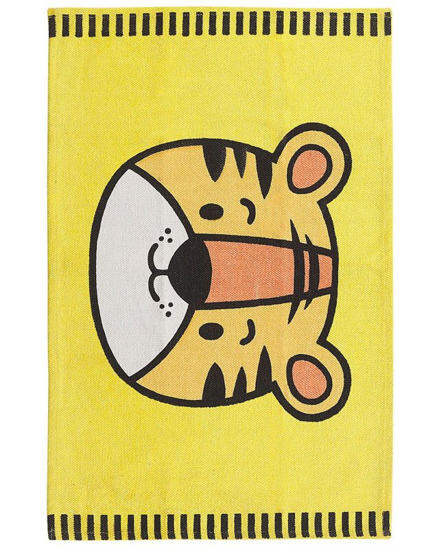 Dywan dziecięcy bawełniany motyw tygrysa 60 x 90 cm żółty Ranchi 1 szt.