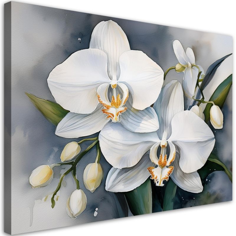 Obraz do salonu sypialni Feeby Kwiaty Storczyki Białe 120x80 cm 1szt