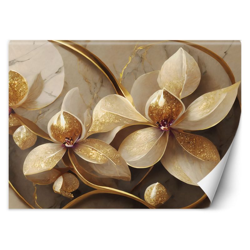 Fototapeta Feeby Kwiaty glamour złoty 200x140 1 szt