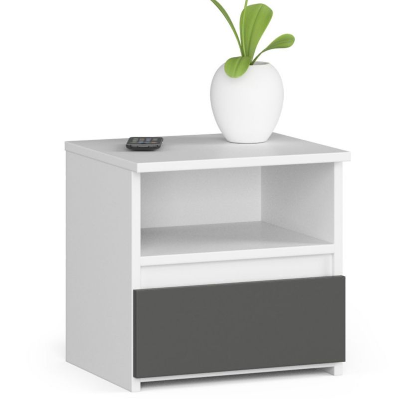 Szafka nocna Akord CL1 Biała 40 cm 1 szuflada kolor Grafit Szary mat 1 półka 40x35x40 cm 1 szt.