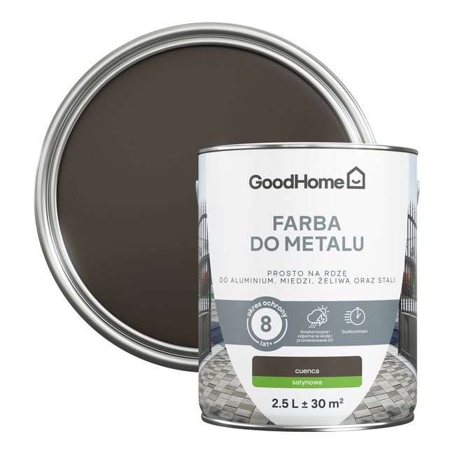 Farba antykorozyjna GoodHome satyna brązowy 2,5 l