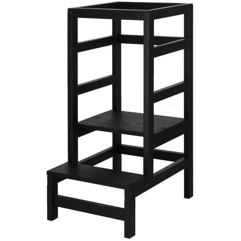 Pomocnik kuchenny 4-poziomowy kitchen helper, podest dla dzieci 90 cm czarny 1 szt.