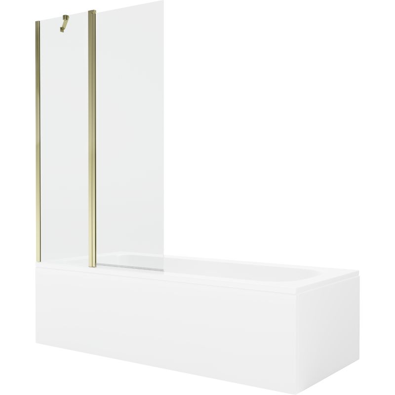 Wanna prostokątna Mexen Vega 150 x 70 cm z obudową i parawanem 1-skrzydłowym 100 cm transparent złoty 1 kpl.
