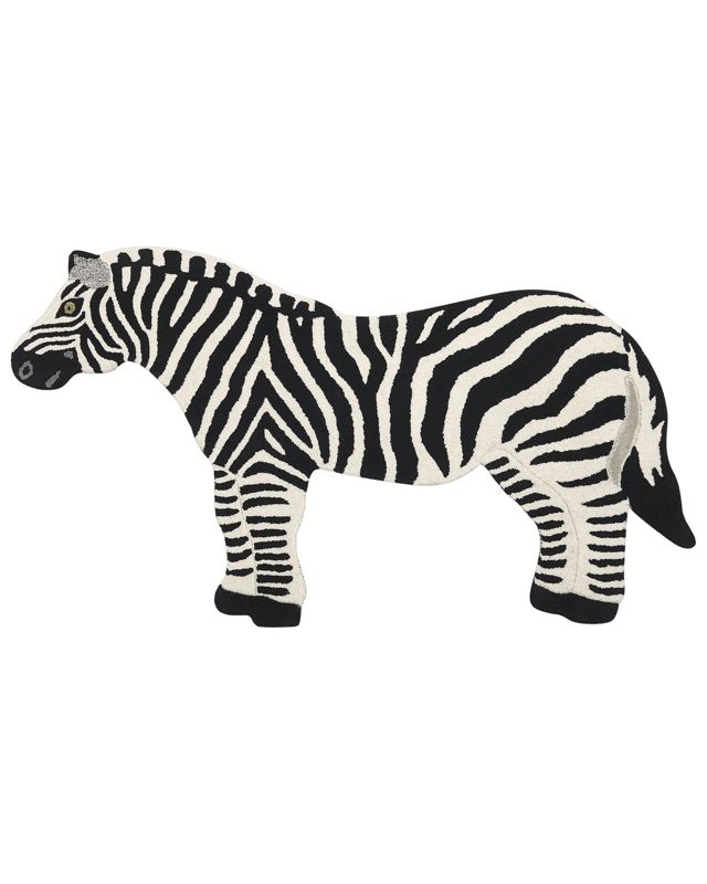 Dywan dziecięcy wełniany zebra 100 x 160 cm biało-czarny Khumba 1 szt.
