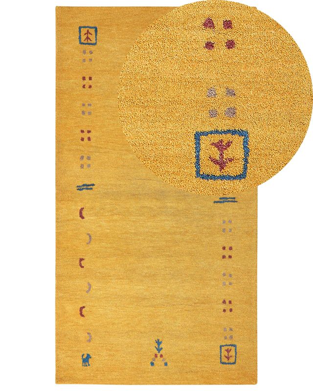 Dywan wełniany gabbeh 80 x 150 cm żółty Akalan 1 szt.